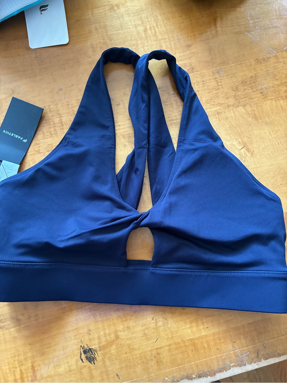 Fabletics Navy Twist-Front Halter Sports Bra